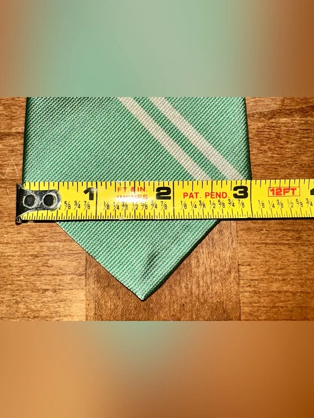 Polo by Ralph Lauren Seafoam Green Tie with Cream Diagonal Stripes